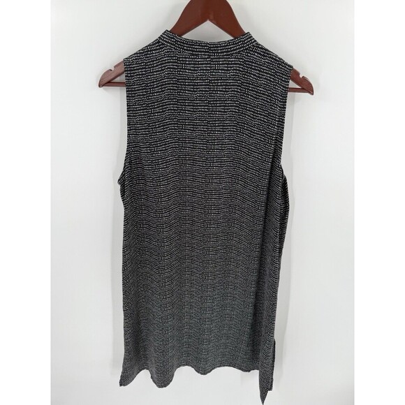 Eileen Fisher Black Polka Dot Silk Sleeveless Button Front Dress Size Large EUC - Picture 1 of 10